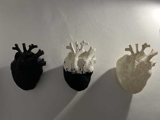 The papier-mâché sculptures in Antonella Paglialonga's set design.