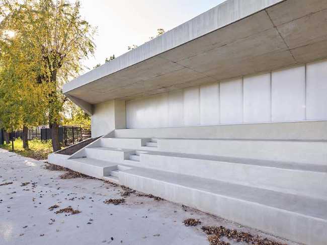 New sports facility at the Robert Gazzi Stadium. An origami building
