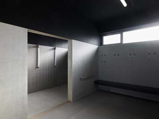 New sports facility at the Robert Gazzi Stadium. An origami building