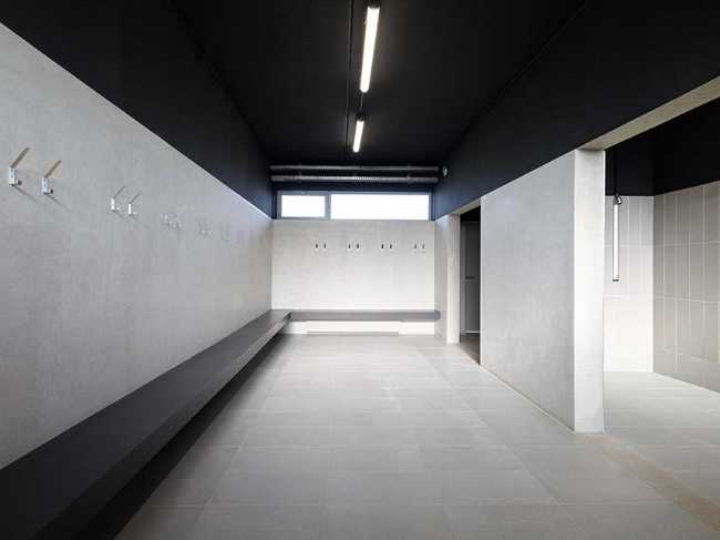 New sports facility at the Robert Gazzi Stadium. An origami building