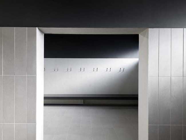 New sports facility at the Robert Gazzi Stadium. An origami building