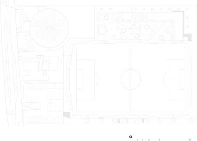 New sports facility at the Robert Gazzi Stadium. An origami building