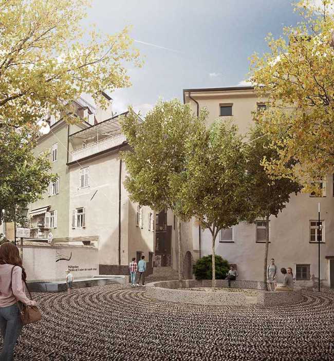 Renovacion de Corso Libertà Superiore en Merano. Un dibujo del silencio
