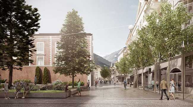 Renovacion de Corso Libertà Superiore en Merano. Un dibujo del silencio