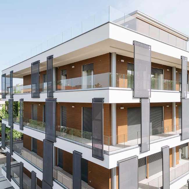 Residenza Gorki 75 a Cinisiello Balsamo. Solido squadrato e legno Decò