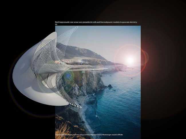 Music, worship, and energy. Club, chapel, and thermodynamic wind turbine
