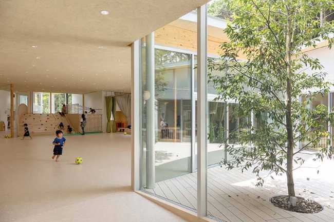 Children's Forest. Kindergarten floating gently in the woods