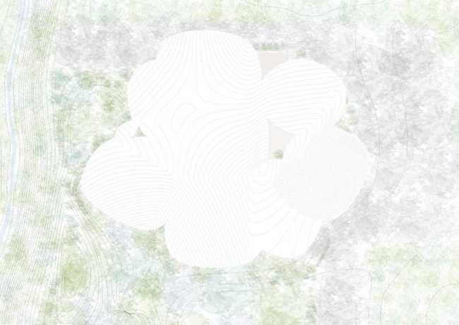 Children's Forest. Kindergarten floating gently in the woods