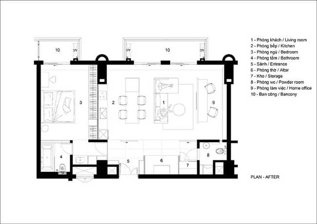 A1208PP apartment in Vietnam. Yin and Yang design with sacred space