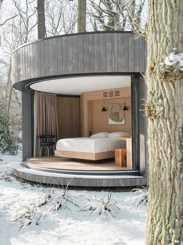 Suite LumiPod5 tra interno ed esterno nella tenuta di  Villa Besson