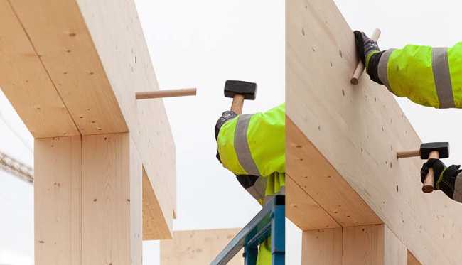 HasleTre: el edificio comercial desmontable y reciclable de madera