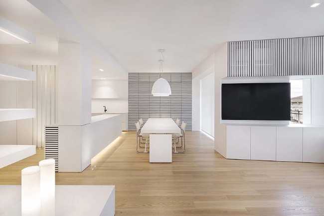 Blanc sublime et continuité spatiale: appartement Galleria Cavour