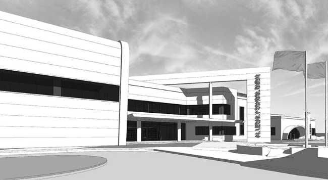 Edificio escolar en Al-Laseeli: cuaderno blanco en el desierto.