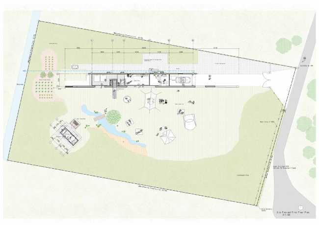 Isumi Villa, the main wall transforms into a landscape