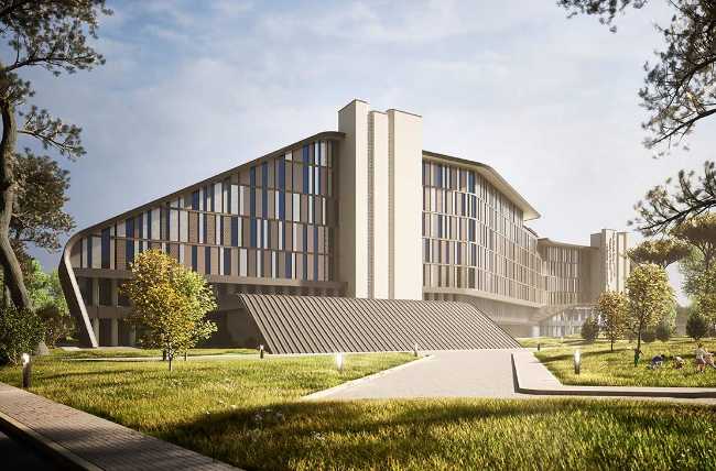 Il Resort sul lago Issik Kul ricrea in 3d le curve della costa