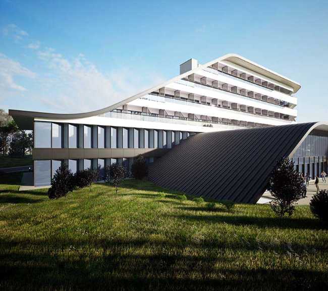 Il Resort sul lago Issik Kul ricrea in 3d le curve della costa