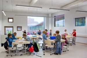 Isolated recreational space with sound-absorbing ceiling panels