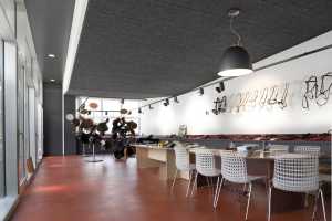 Isolated meeting room with ceiling panels