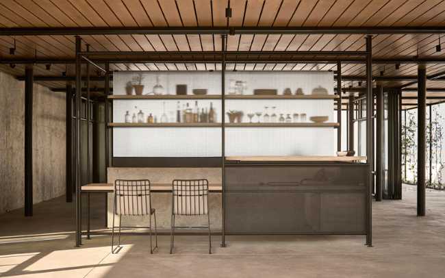 bar design con struttura in metallo