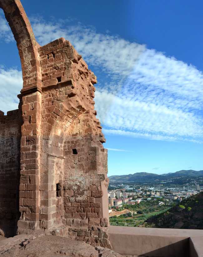 An arch remained standing and a portion of the door