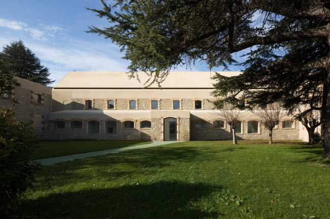 Detail of the restored facade