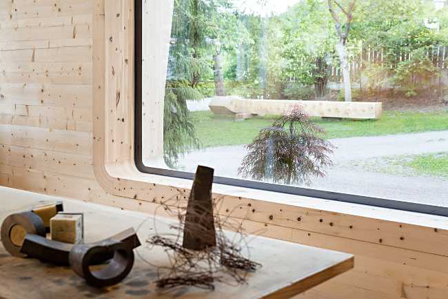 Stained glass window overlooking the garden