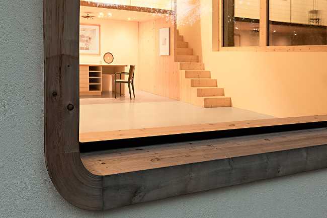 Detail of the framed stained-glass window