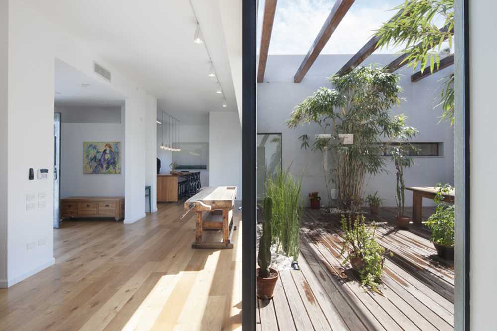 patio house with wooden floors