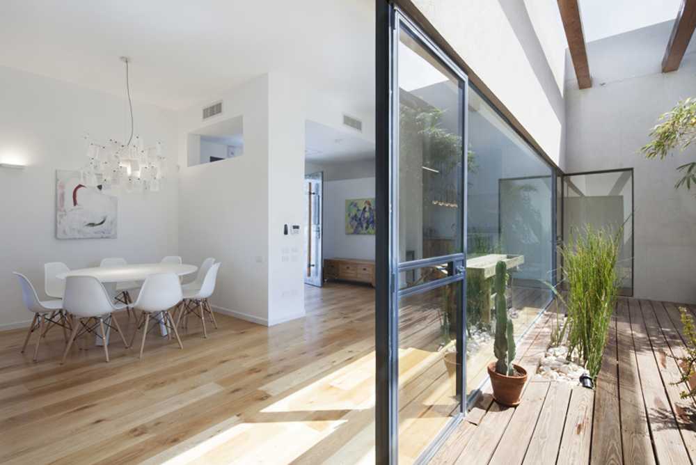 patio house with wooden floors