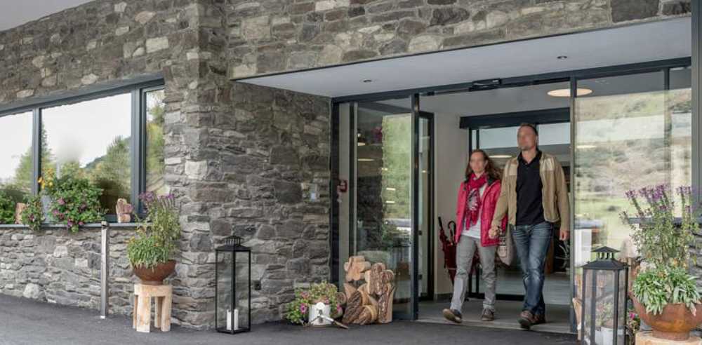 Interior of a stone hotel