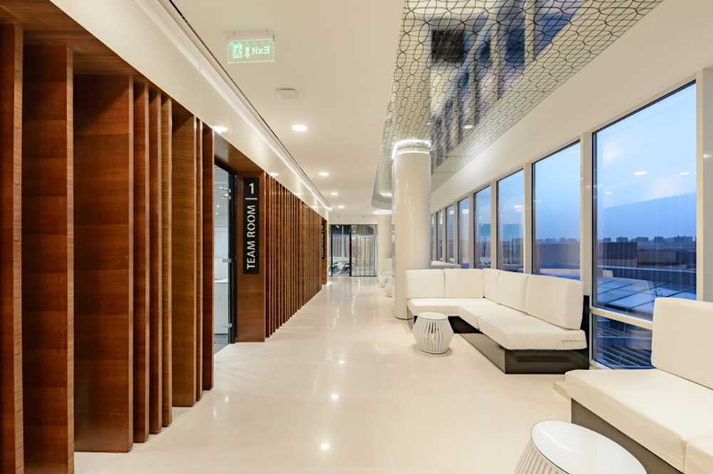 Internal conference center in white