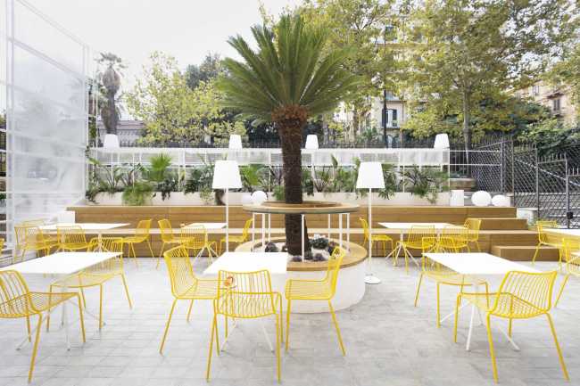 terrace with wooden platform