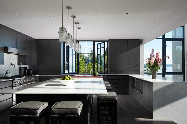 The large custom kitchen