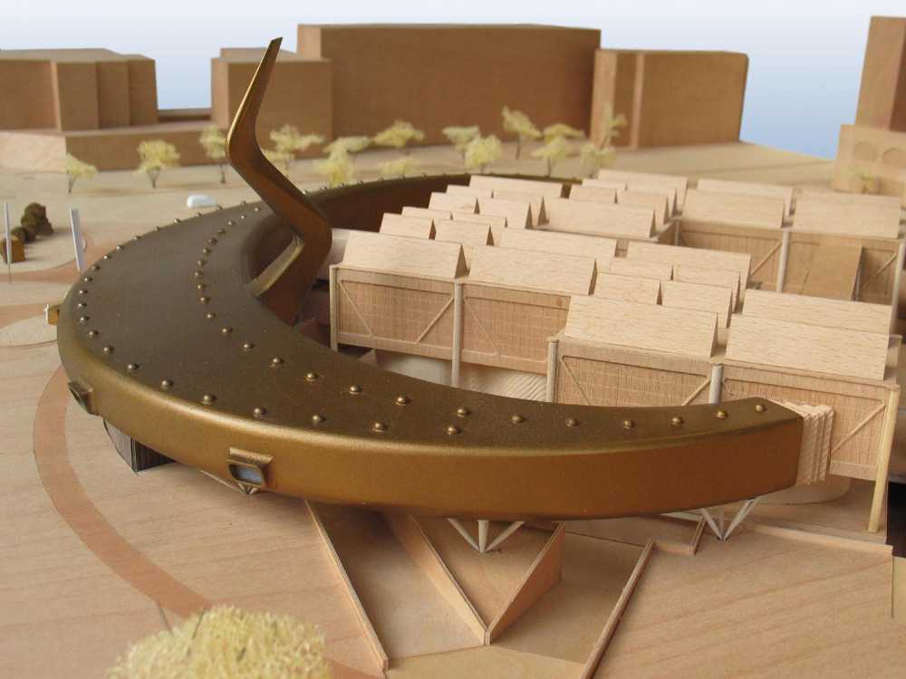 Padiglione espositivo con giochi di luci ed ombre