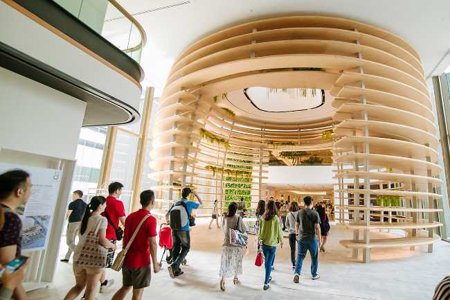 Wooden cylinder that identifies the entrance