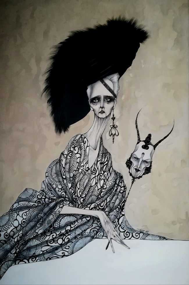 Illustrations and portraits in two color tones