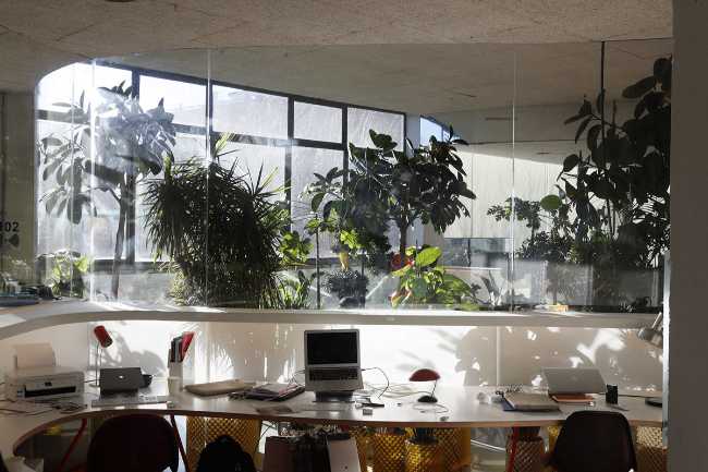 Tables such as offices follow curvilinear lines