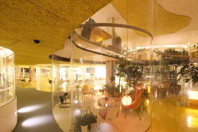 the living area glazed in the double volume