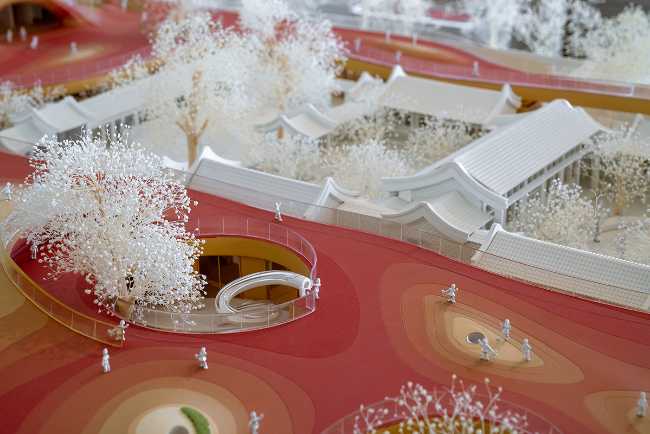 El modelo a escala con la inserción en el área urbana