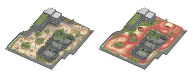 Los planos de la guardería que rodean la antigua estructura