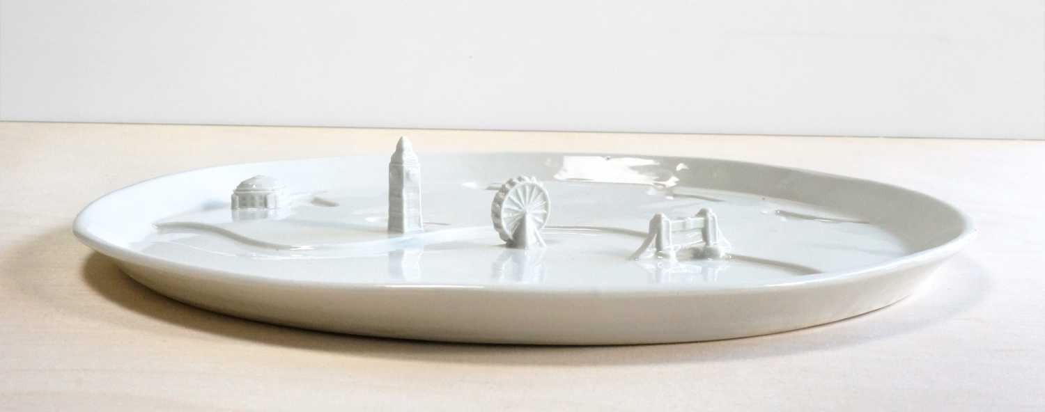 city porcelain plates and monuments