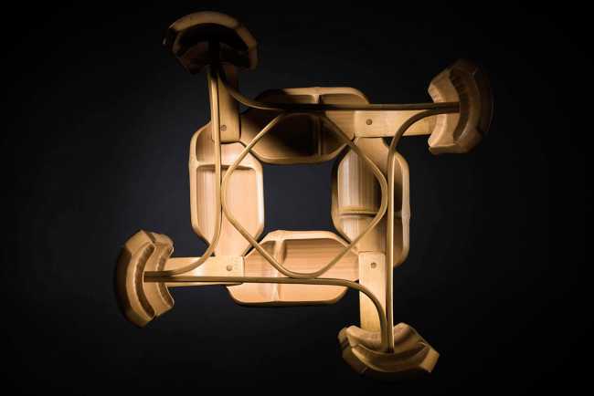 Detail of the connections to create the bamboo seat