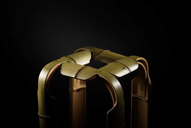 The bamboo is folded to become more resistant and create the seat