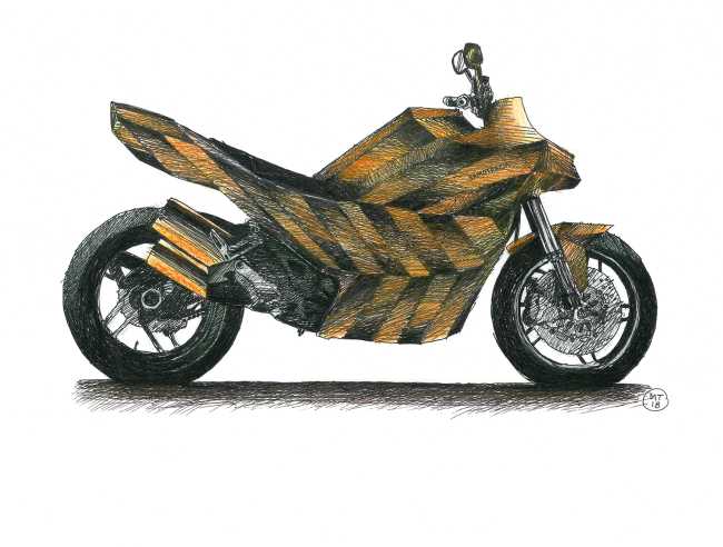 Color study on copper motorbike