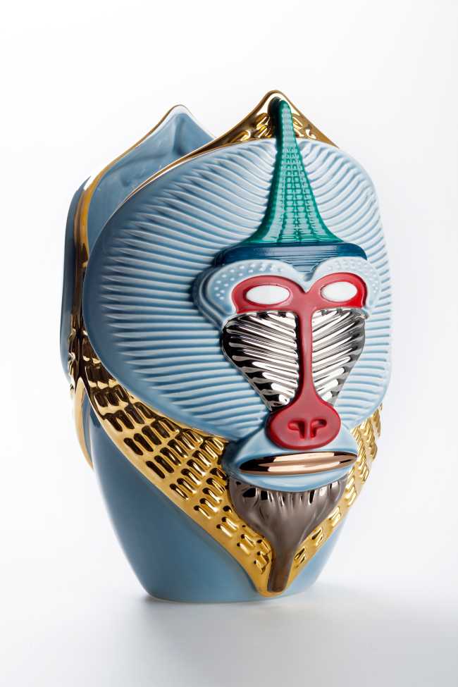 Volto tra scimmia e umano per le maschere colorate