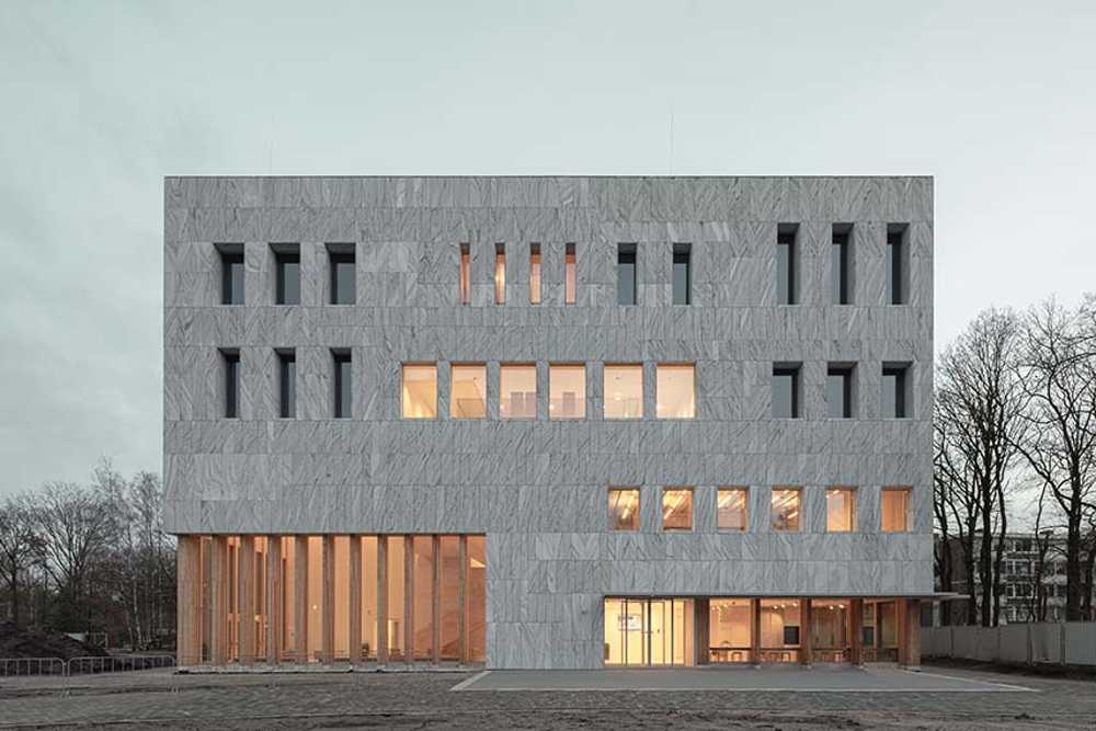 Marga Klompé Building: wood, stone, ecology, and design