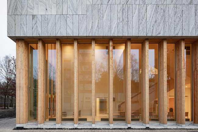 Marga Klompé Building: wood, stone, ecology, and design