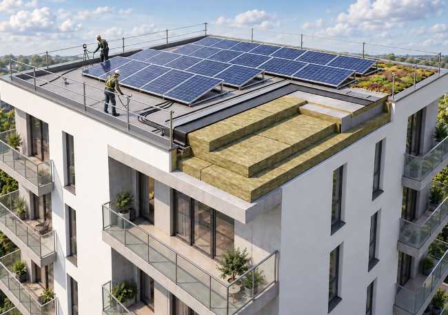 Progettare la quinta facciata: fotovoltaico, la protezione passiva al fuoco ed efficienza energetica delle lane minerali