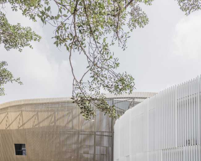 padiglione-centro-cultura-legno-circolare-istruzione-competizione-paesaggio-cielo-esposizione-illuminazione-rampa-doghe-lamella-cerchio-illuminazione-struttura-esterno