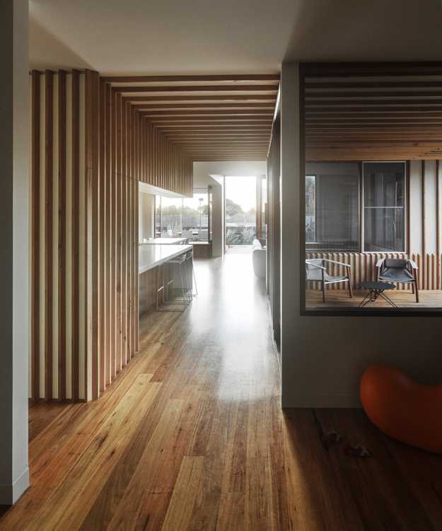 Corridor with light trail